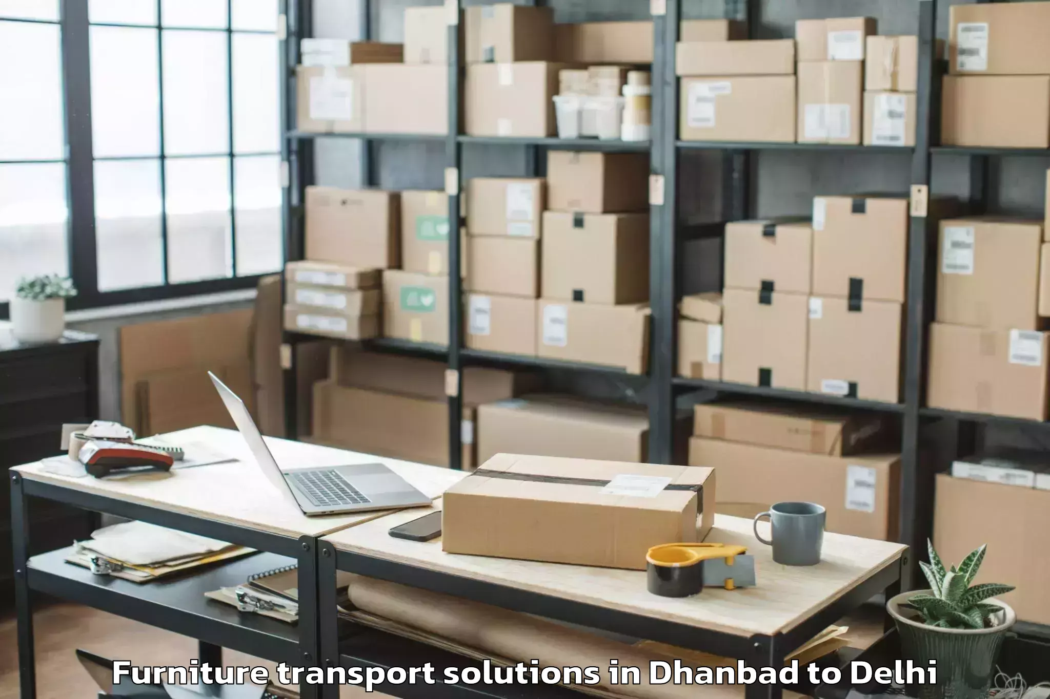 Easy Dhanbad to Dlf Promenade Mall Furniture Transport Solutions Booking